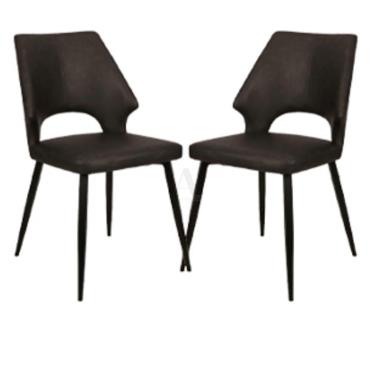 RAY | כסא אוכל מודרני עם ריפוד משולב בד ודמוי עור - אפור כהה