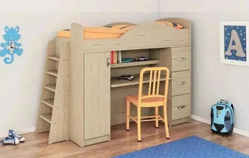 RESHEF | מיטת גלריה עם שולחן כתיבה ופתרונות אחסון מעולים - - אשריאן | ASHERIAN