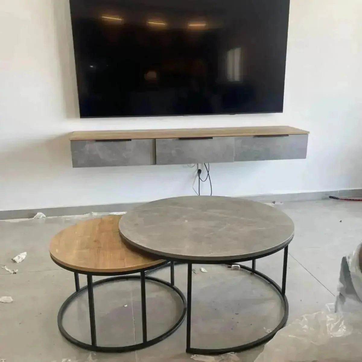 רומנו ROMANO | סט מזנון צף עם שולחן לסלון בעיצוב אלגנטי - - אשריאן | ASHERIAN