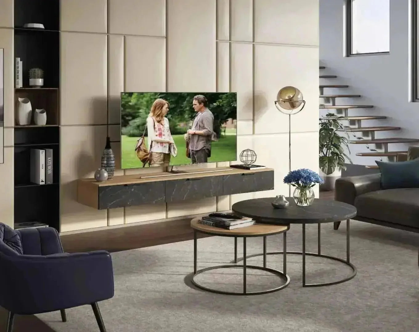 רומנו ROMANO | סט מזנון צף עם שולחן לסלון בעיצוב אלגנטי - - אשריאן | ASHERIAN