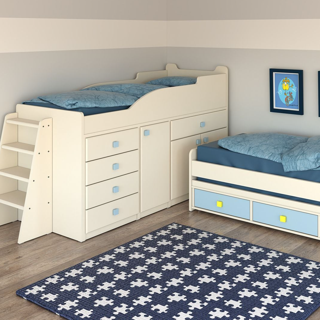 RON | מיטת במה כפולה עם מיטת חבר ומלא אחסון - - אשריאן | ASHERIAN