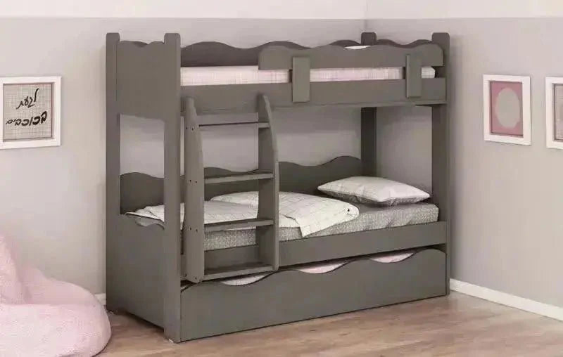 RONI | מיטת קומותיים מעוצבת עם מיטת חבר נפתחת - - אשריאן | ASHERIAN