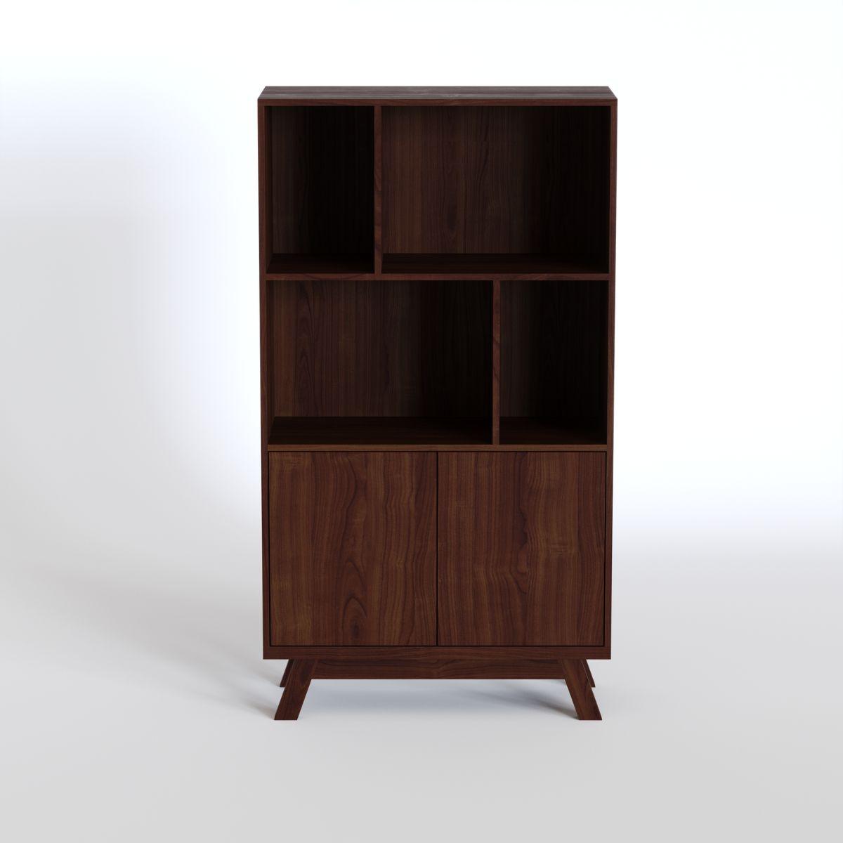 RUNE | יחידת מדפים מעץ עם דלתות אחסון טאץ׳ - 90 ס״מ