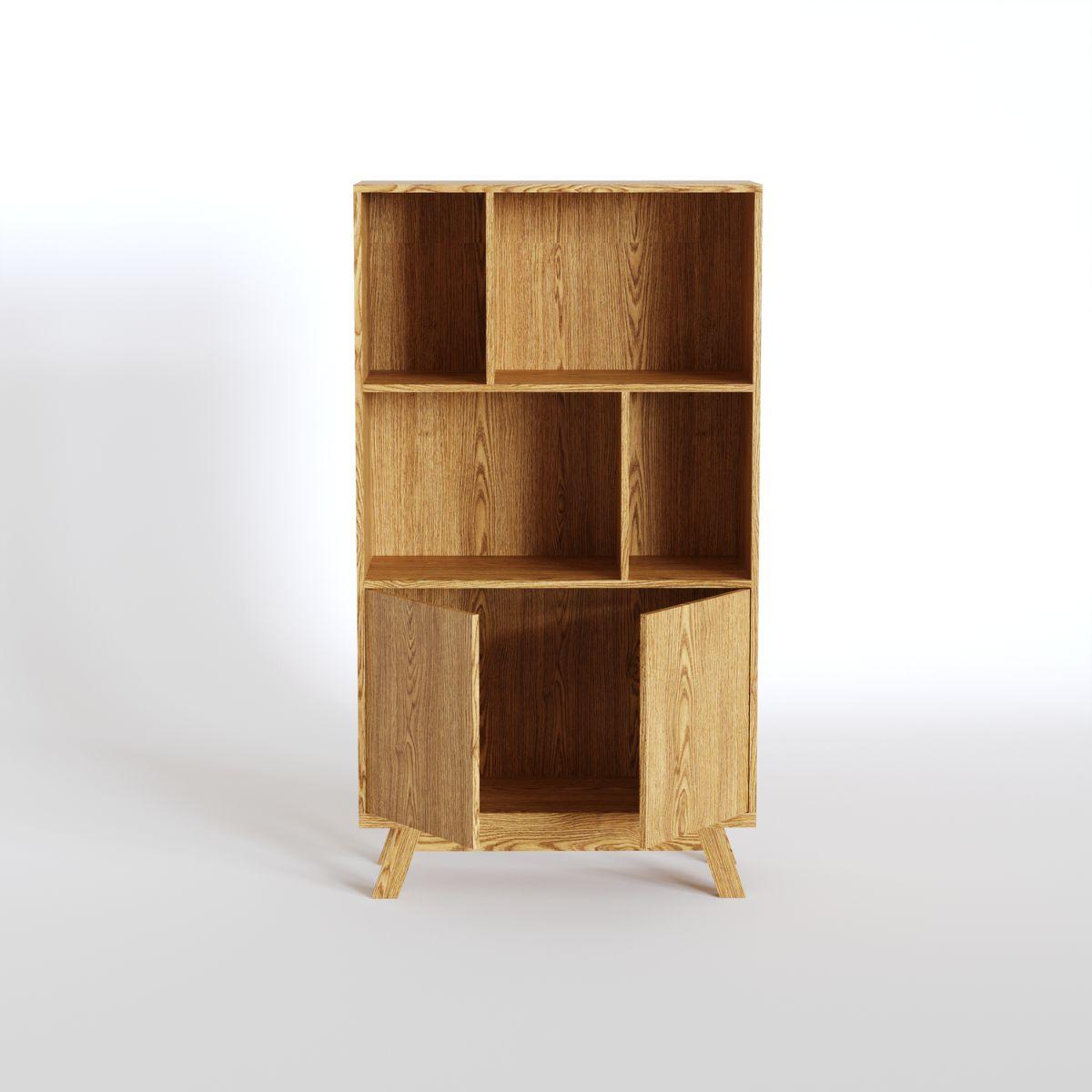 RUNE | יחידת מדפים מעץ עם דלתות אחסון טאץ׳ - 90 ס״מ