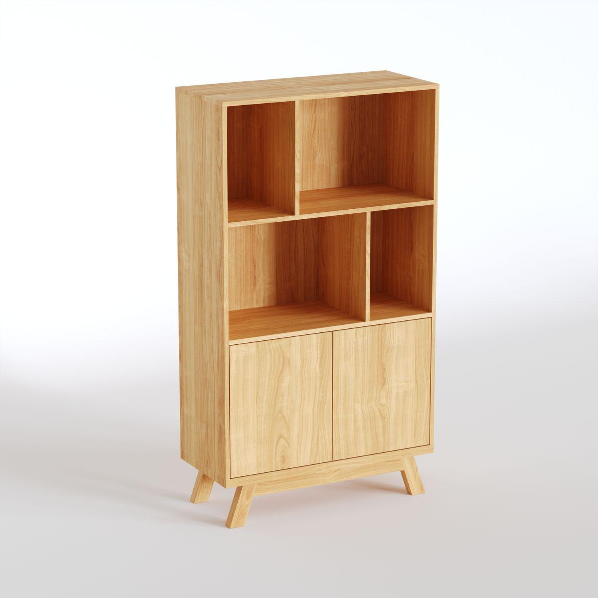 RUNE | יחידת מדפים מעץ עם דלתות אחסון טאץ׳ - 90 ס״מ