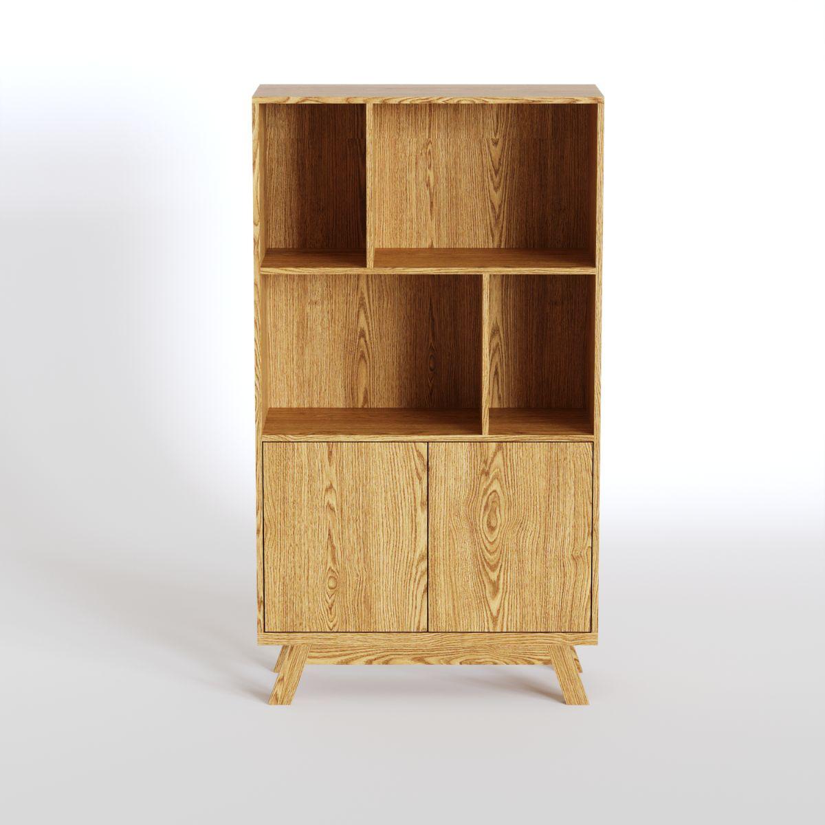 RUNE | יחידת מדפים מעץ עם דלתות אחסון טאץ׳ - 90 ס״מ