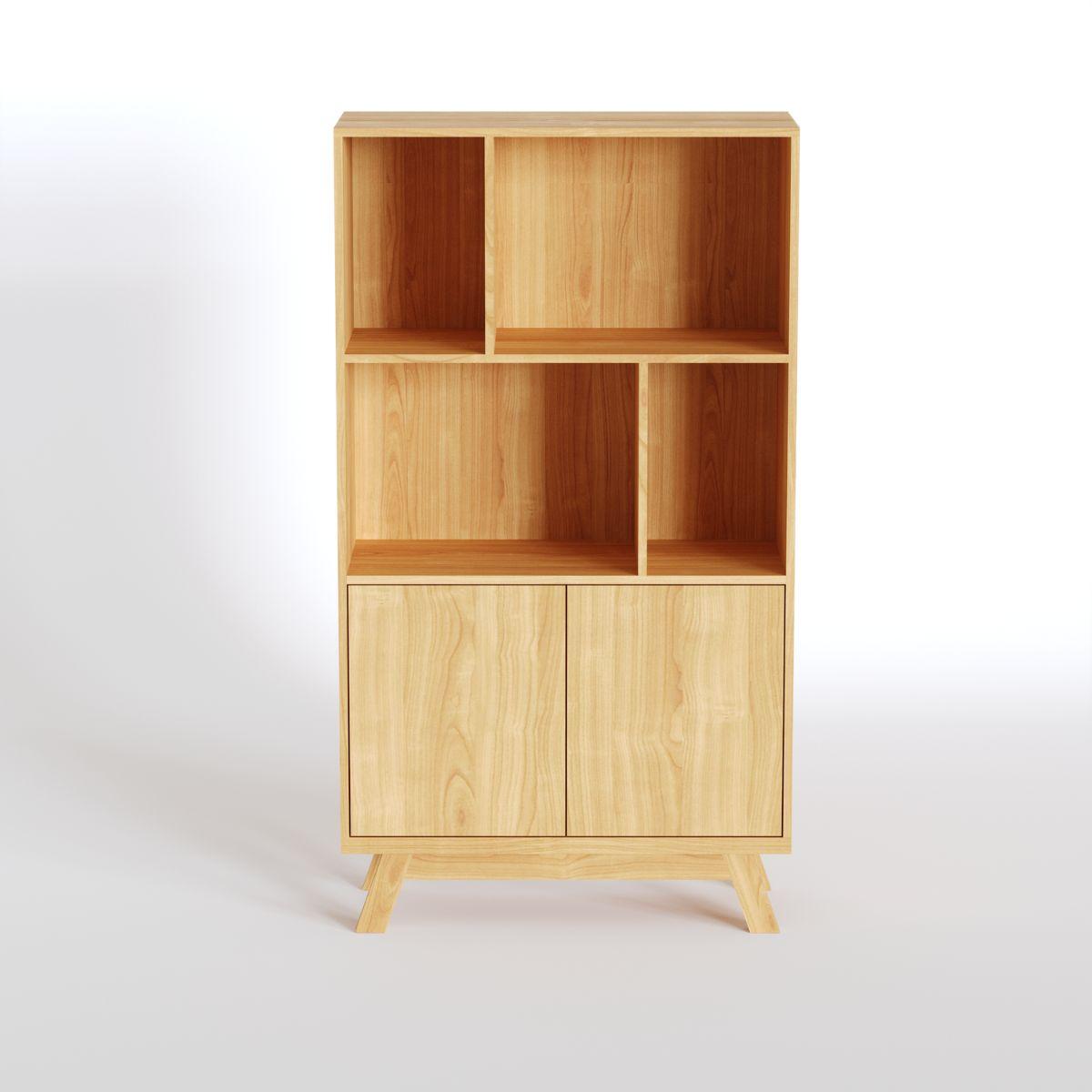 RUNE | יחידת מדפים מעץ עם דלתות אחסון טאץ׳ - 90 ס״מ