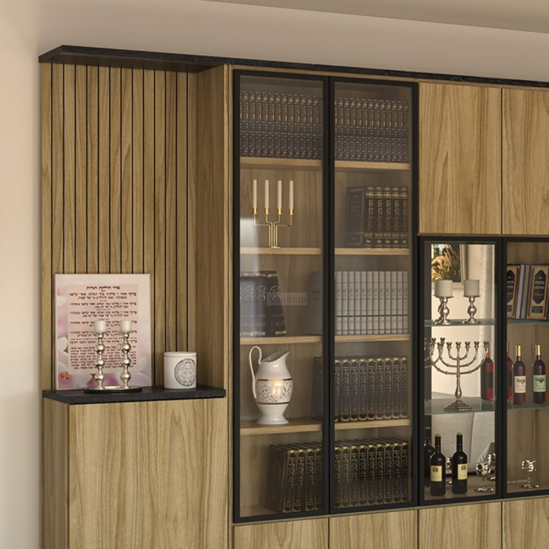 SANTO | ספריית יוקרה מודרנית עם ויטרינה, מראה ופתיחה בטאץ'