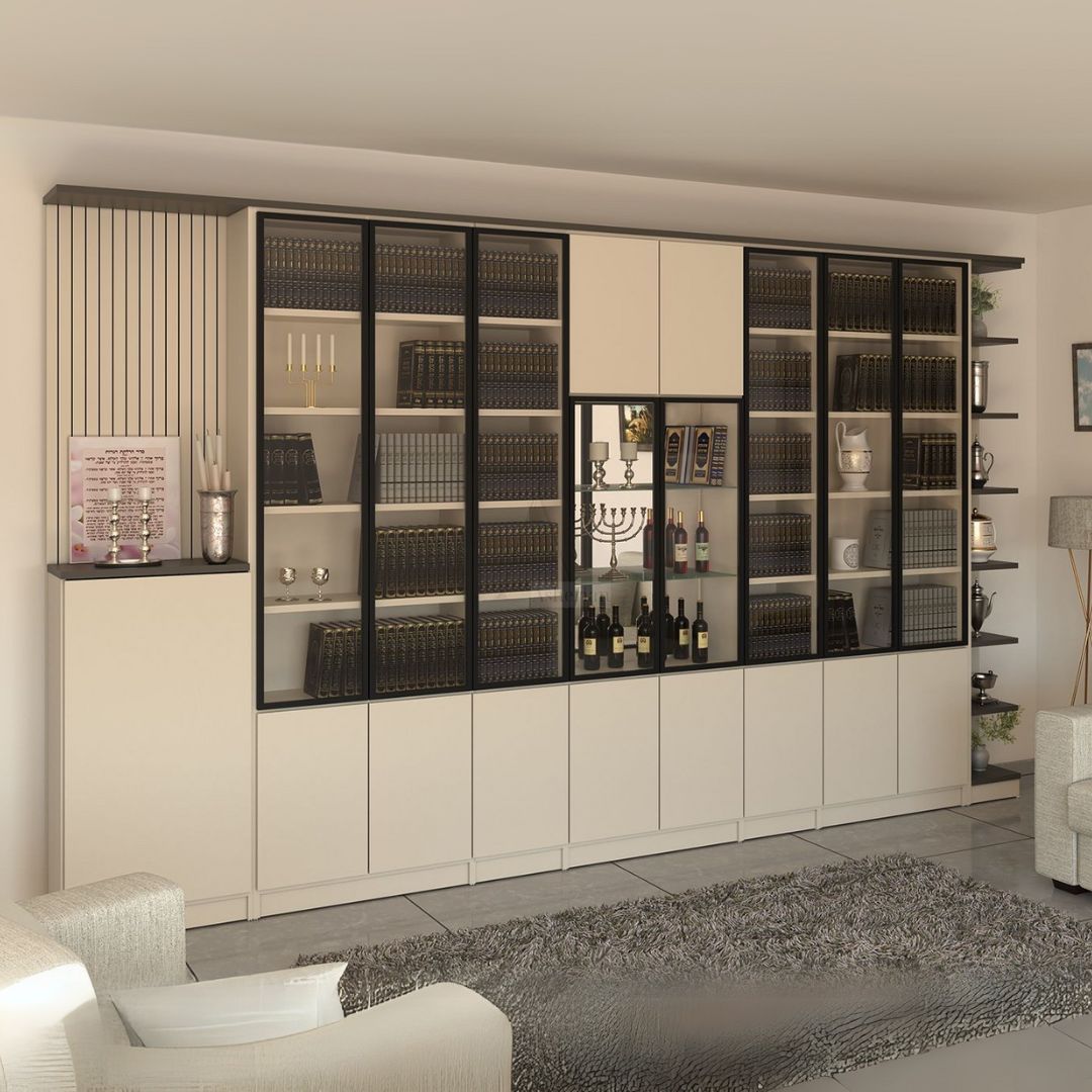 SANTO | ספריית יוקרה מודרנית עם ויטרינה, מראה ופתיחה בטאץ'