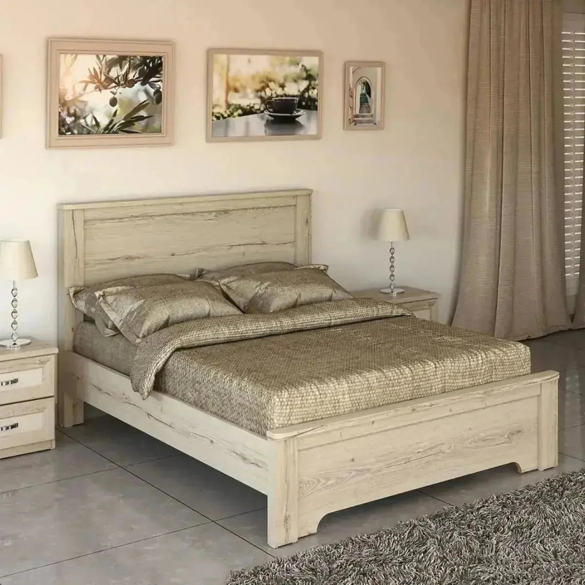 שביט | מיטה זוגית מעץ בעיצוב כפרי - - אשריאן | ASHERIAN