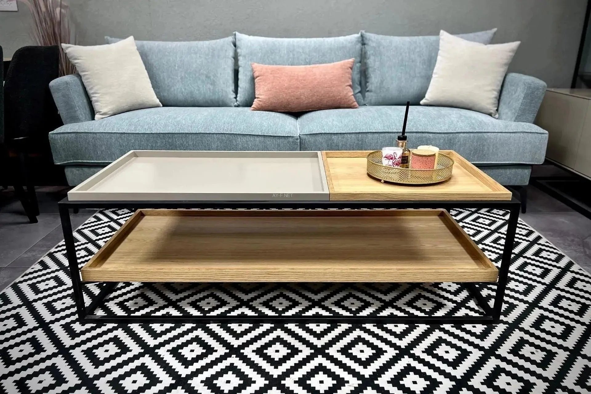 ANDY | שולחן סלון מלבני בסגנון ייחודי המשלב מגש - - אשריאן | ASHERIAN