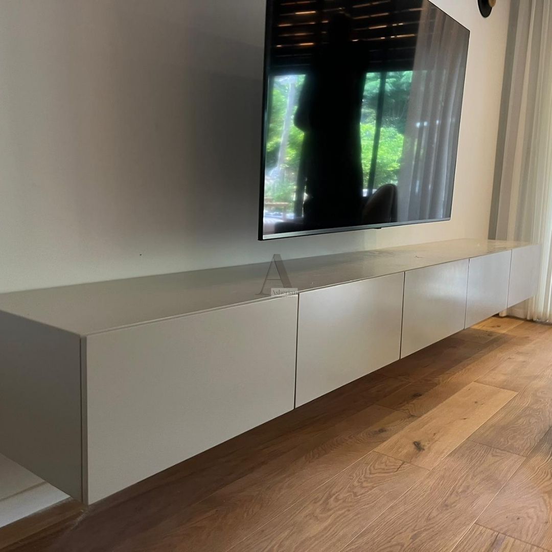 סימפוני | מזנון צף בעיצוב מודרני לסלון רוחב 3 מטר צבע אפוקסי מוקה מט