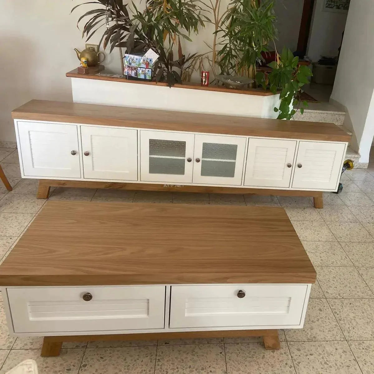 SKY | סט מזנון עם שולחן לסלון בעיצוב וינטאג' ייחודי - - אשריאן | ASHERIAN