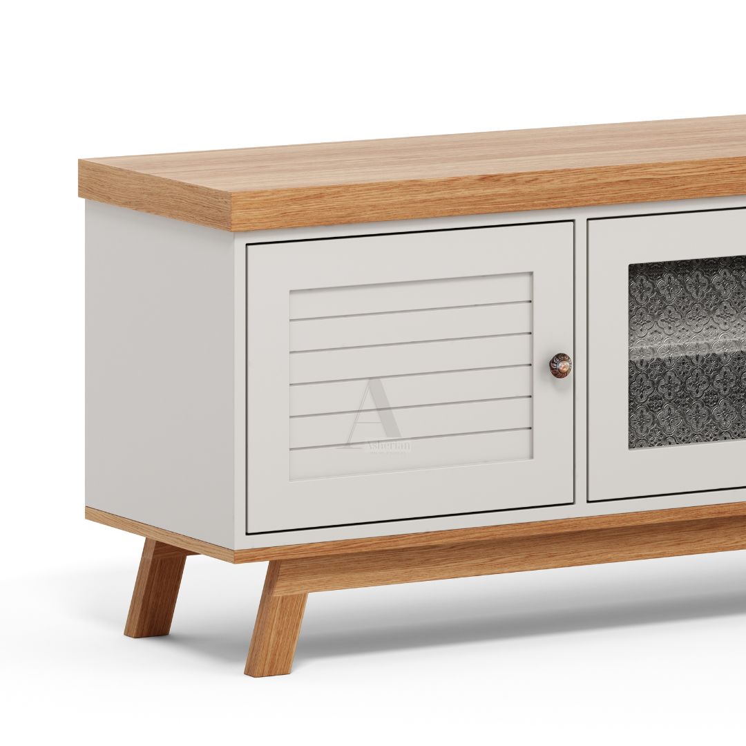 SKY | מזנון וינטאג׳ לסלון עם זכוכית רטרו