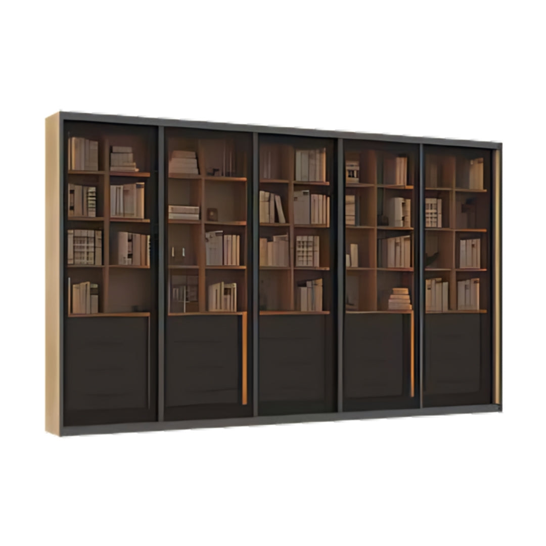 SLIDER | ספריה שקופה לסלון עם דלתות הזזה ומגירות - 400 ס"מ - 5 דלתות - אשריאן | ASHERIAN