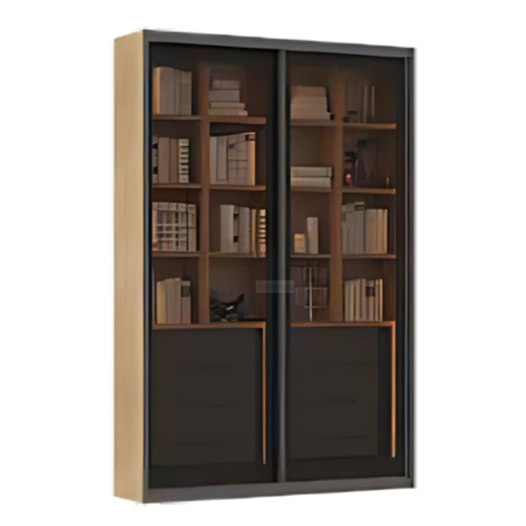 SLIDER | ספריה שקופה לסלון עם דלתות הזזה ומגירות - 160 ס"מ - 2 דלתות - אשריאן | ASHERIAN