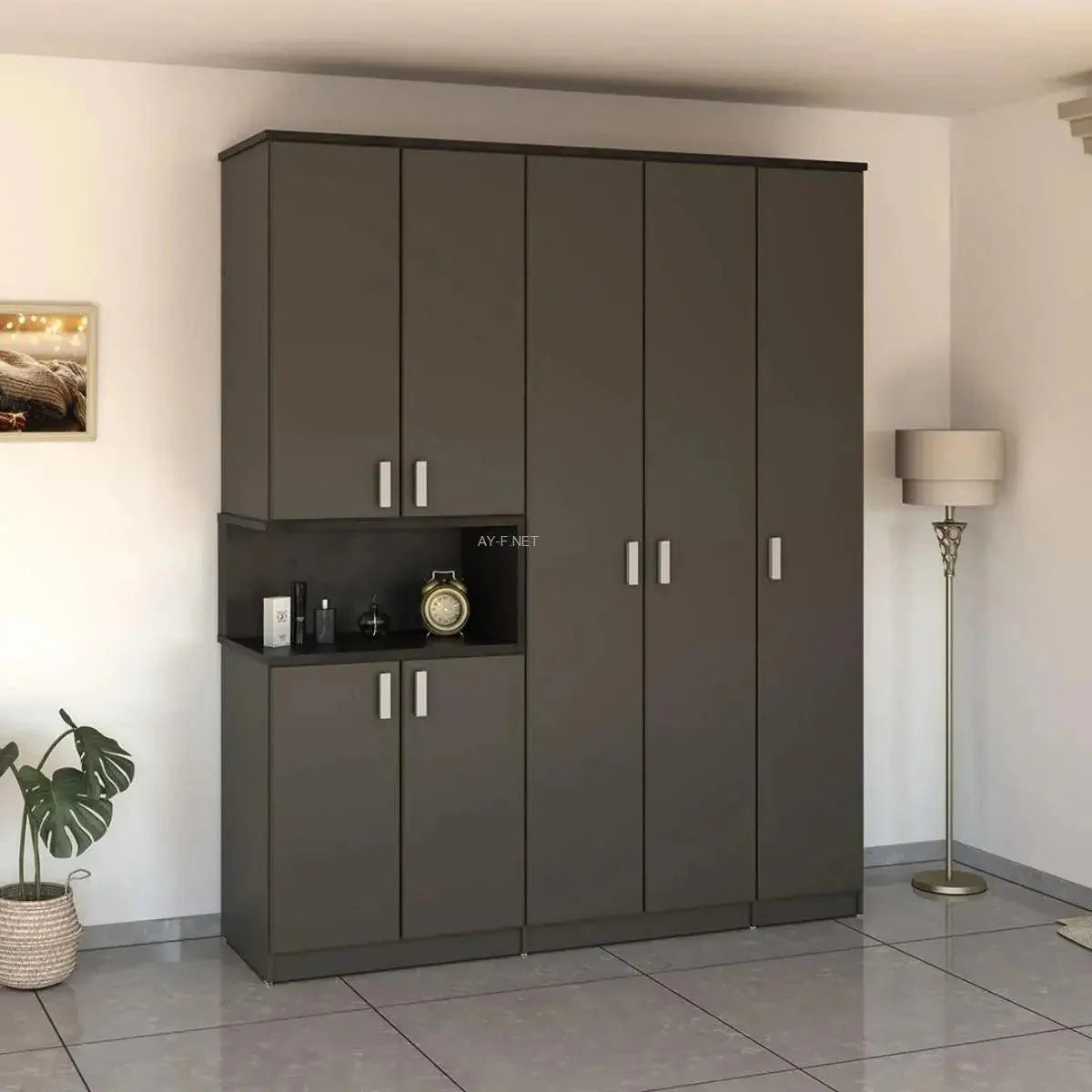 Space | ארון פתיחה מודולרי עם נישה בעיצוב מודרני - 200 ס״מ - 5 דלתות - אשריאן | ASHERIAN