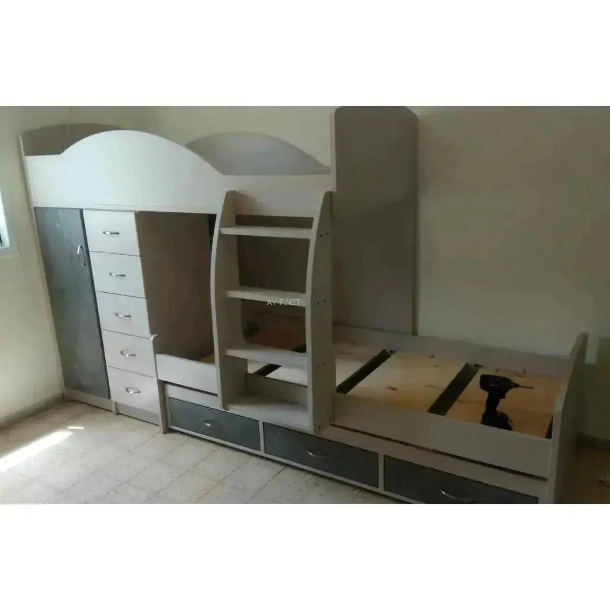 TAHEL | מיטת קומותיים עם מיטת חבר וארון בעיצוב מיוחד - - אשריאן | ASHERIAN