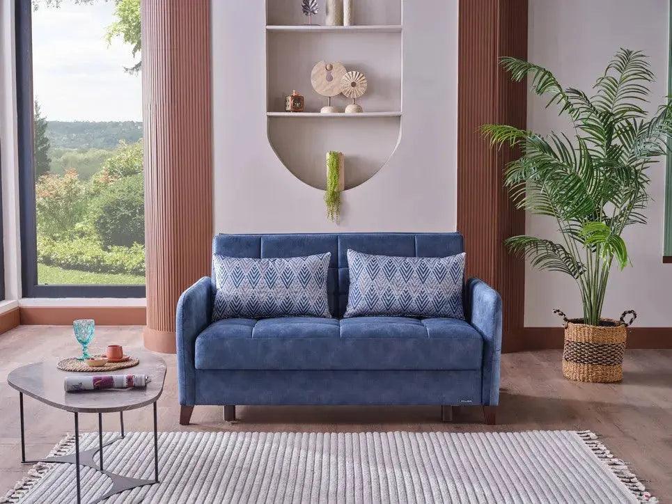 Tango | ספה דו נפתחת למיטה זוגית עם אחסון - כחול - אשריאן | ASHERIAN