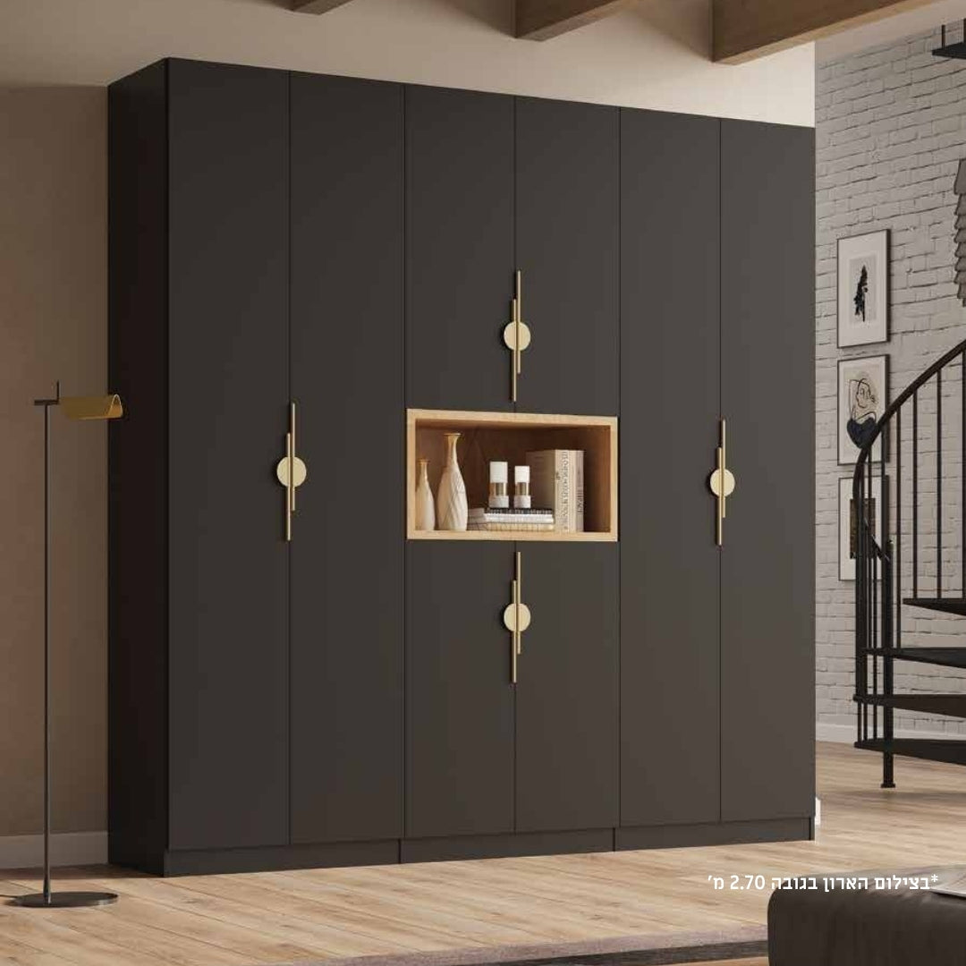 TEMP | ארון פתיחה מודרני עם נישה פתוחה - 240 ס"מ - 6 דלתות - אשריאן | ASHERIAN