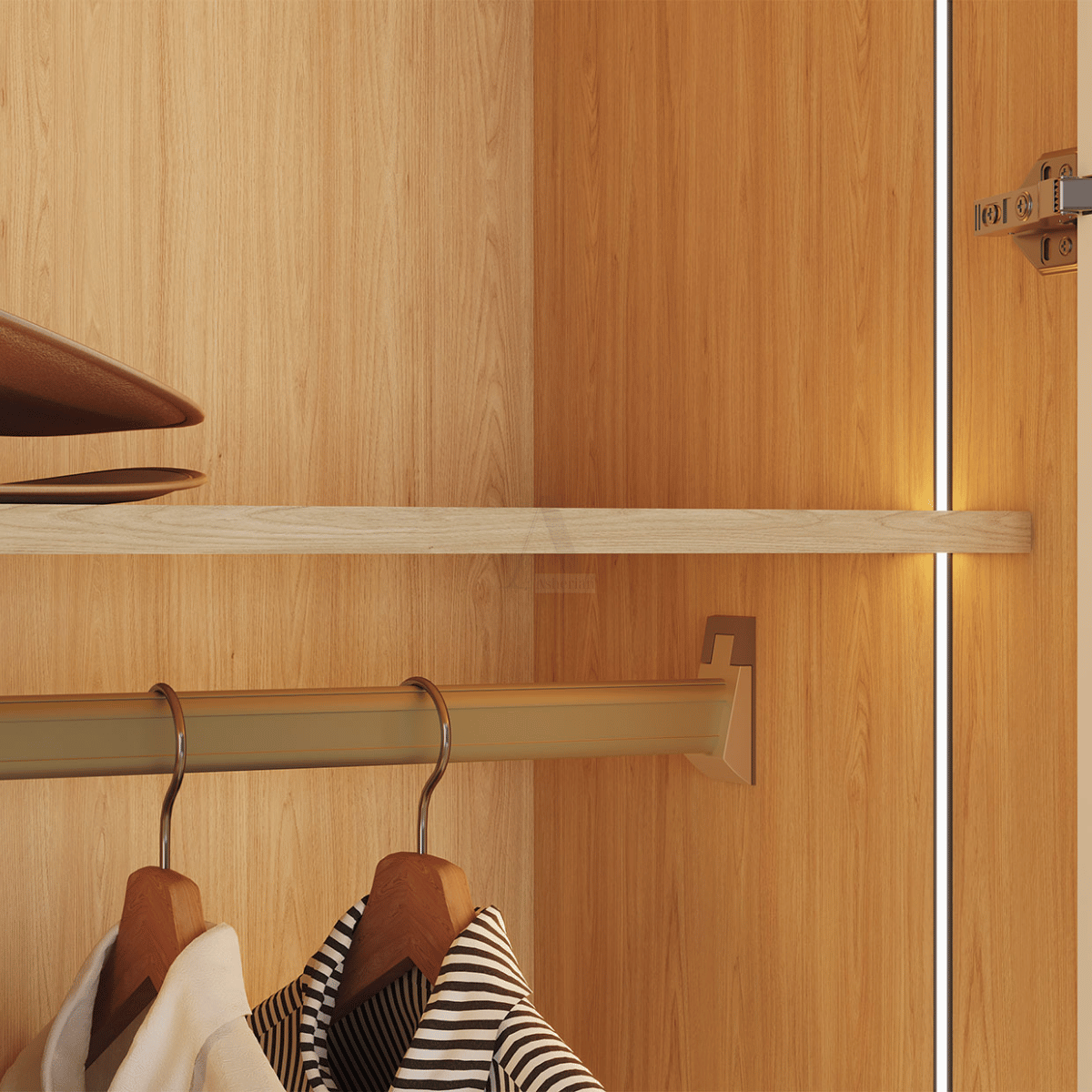 TIDE | ארון בגדים מודרני עם תאורה וחלוקה חכמה - פתיחה