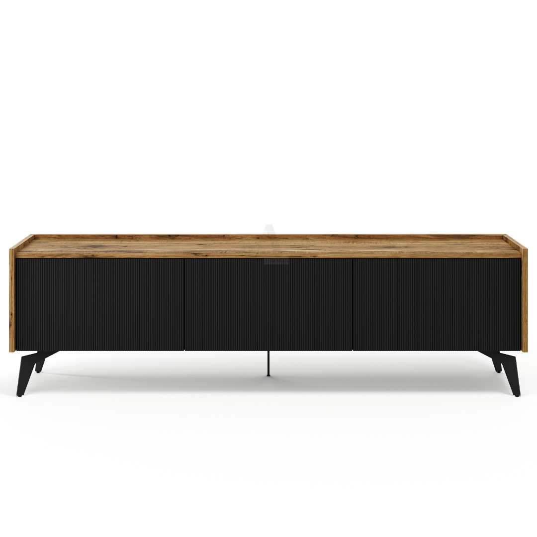 TIMBER | מזנון לסלון בעיצוב מודרני עם חריטות מעוגלות בחזית - - אשריאן | ASHERIAN