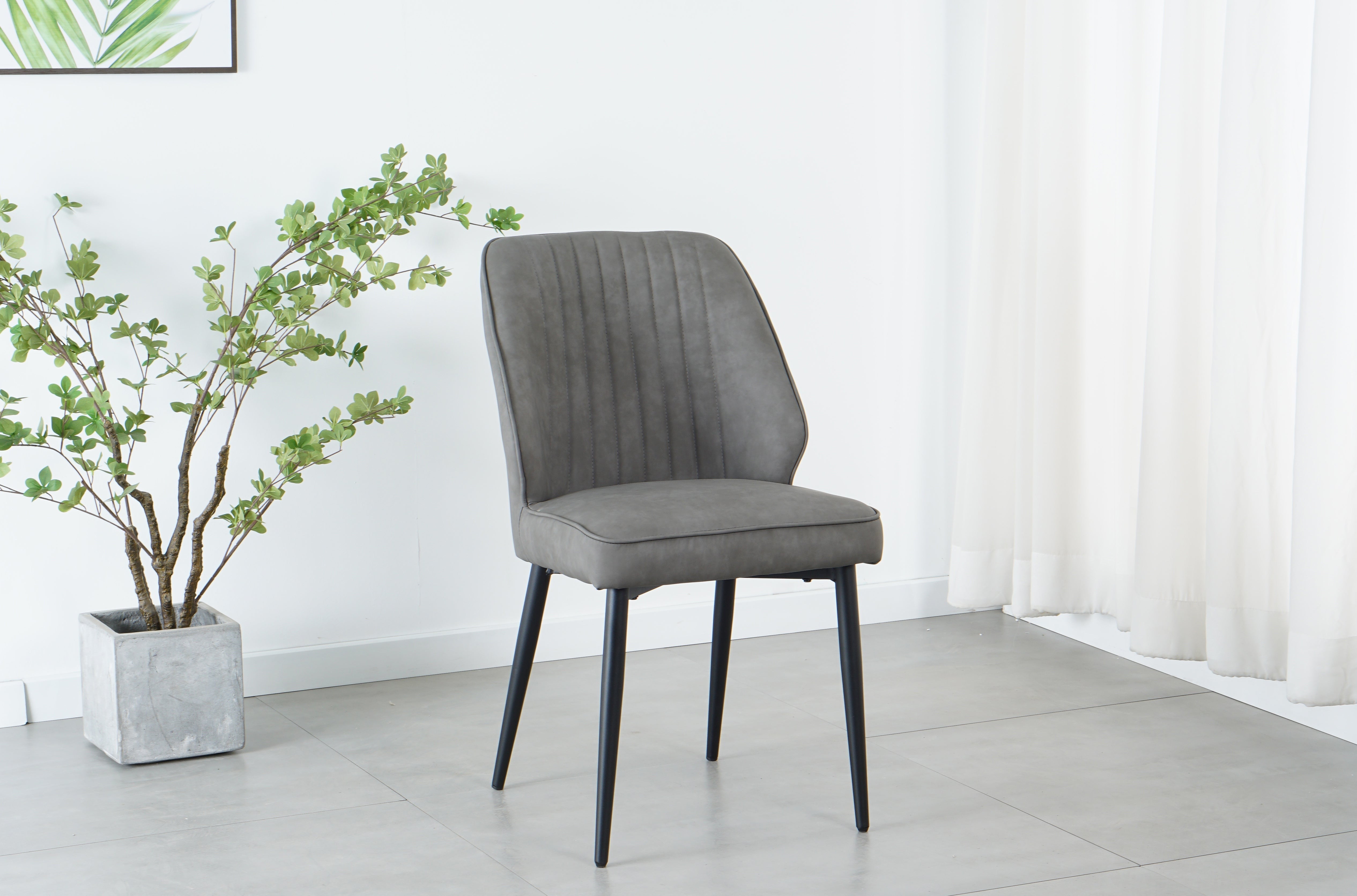 TOKYO | כסא אוכל יוקרתי עם צלעות וריפוד בד קטיפה - אפור כהה - אשריאן | ASHERIAN