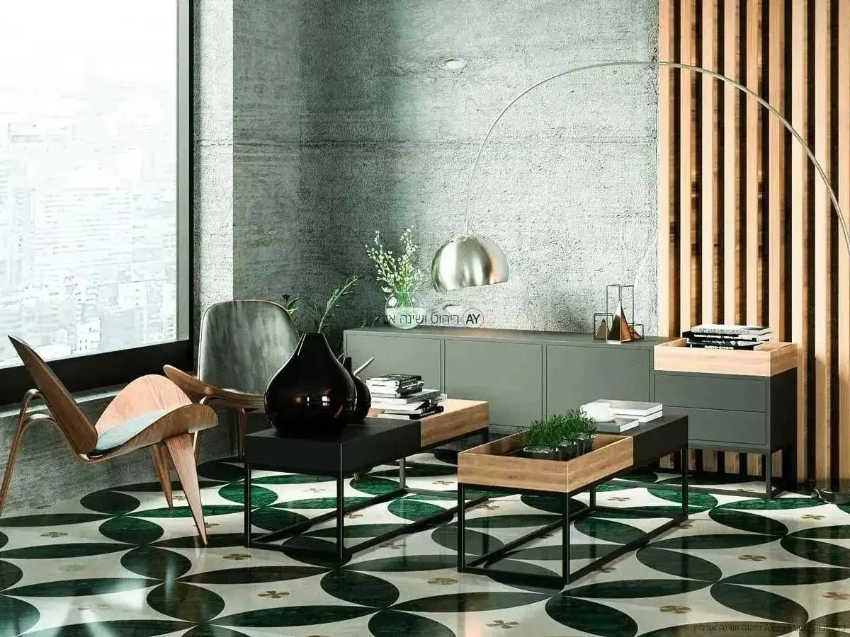 TRAY | סט מזנון עם 2 שולחנות מגש לסלון - - אשריאן | ASHERIAN