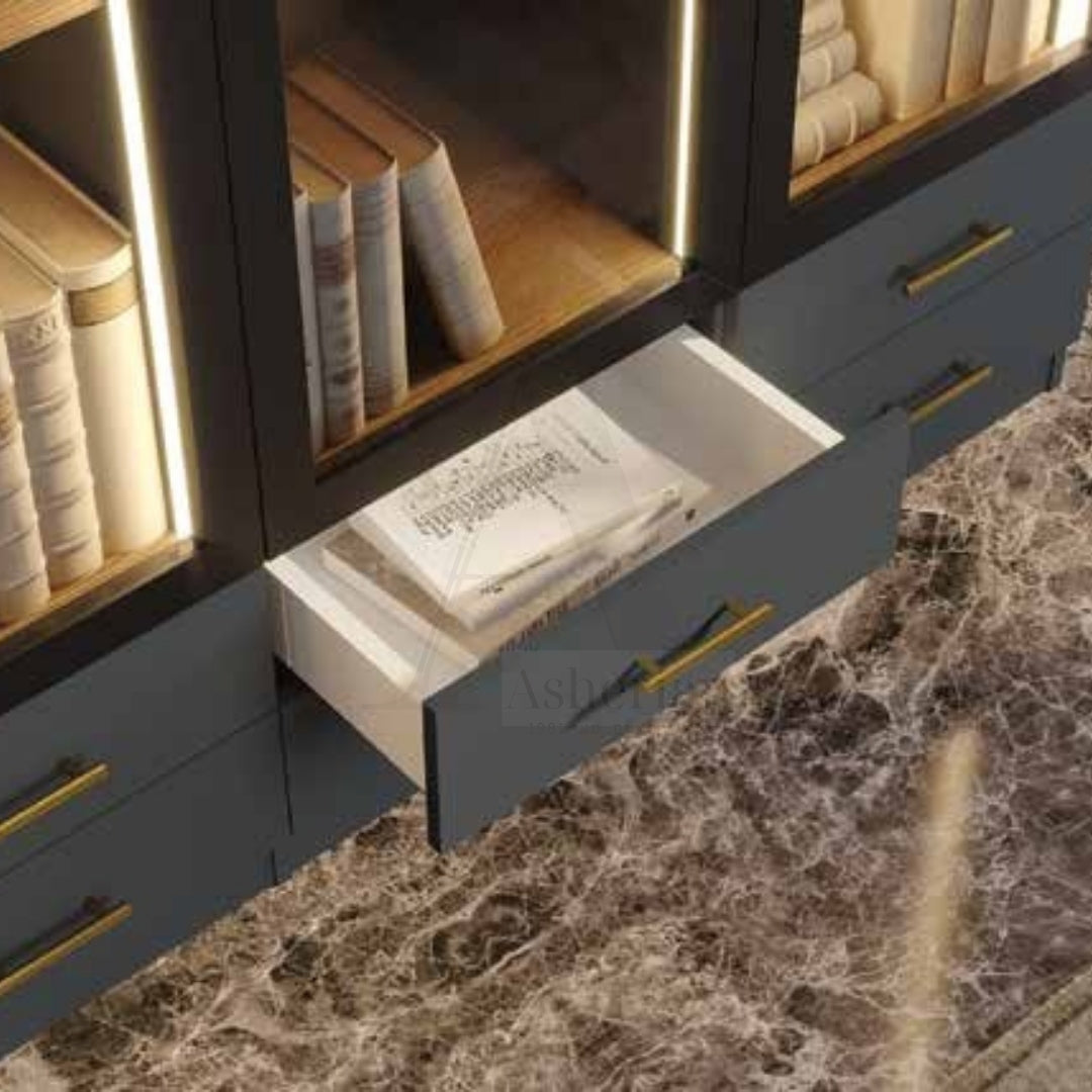 ULTRA | ארון שקוף מעוצב לסלון עם כוורות יין ומגירות - - אשריאן | ASHERIAN