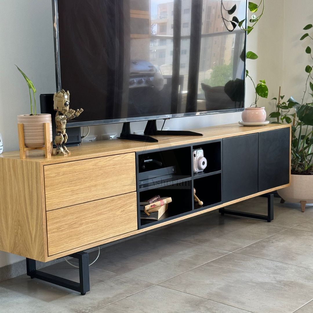 VINA | מזנון מודרני לסלון עם כוורת פתוחה - 160 ס״מ