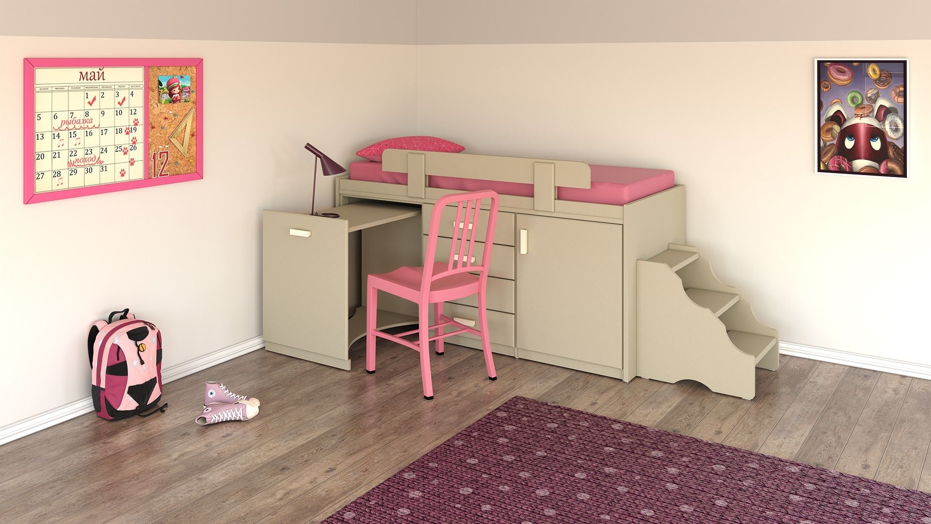 YUVAL | מיטת גלריה עם אחסון רב וספריה נשלפת בפטנט בלעדי - - אשריאן | ASHERIAN