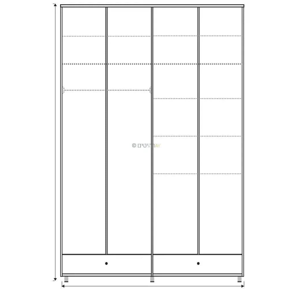 Moran | ארון בגדים איכותי מסנדוויץ' עם 4 דלתות ומגירות - - אשריאן | ASHERIAN