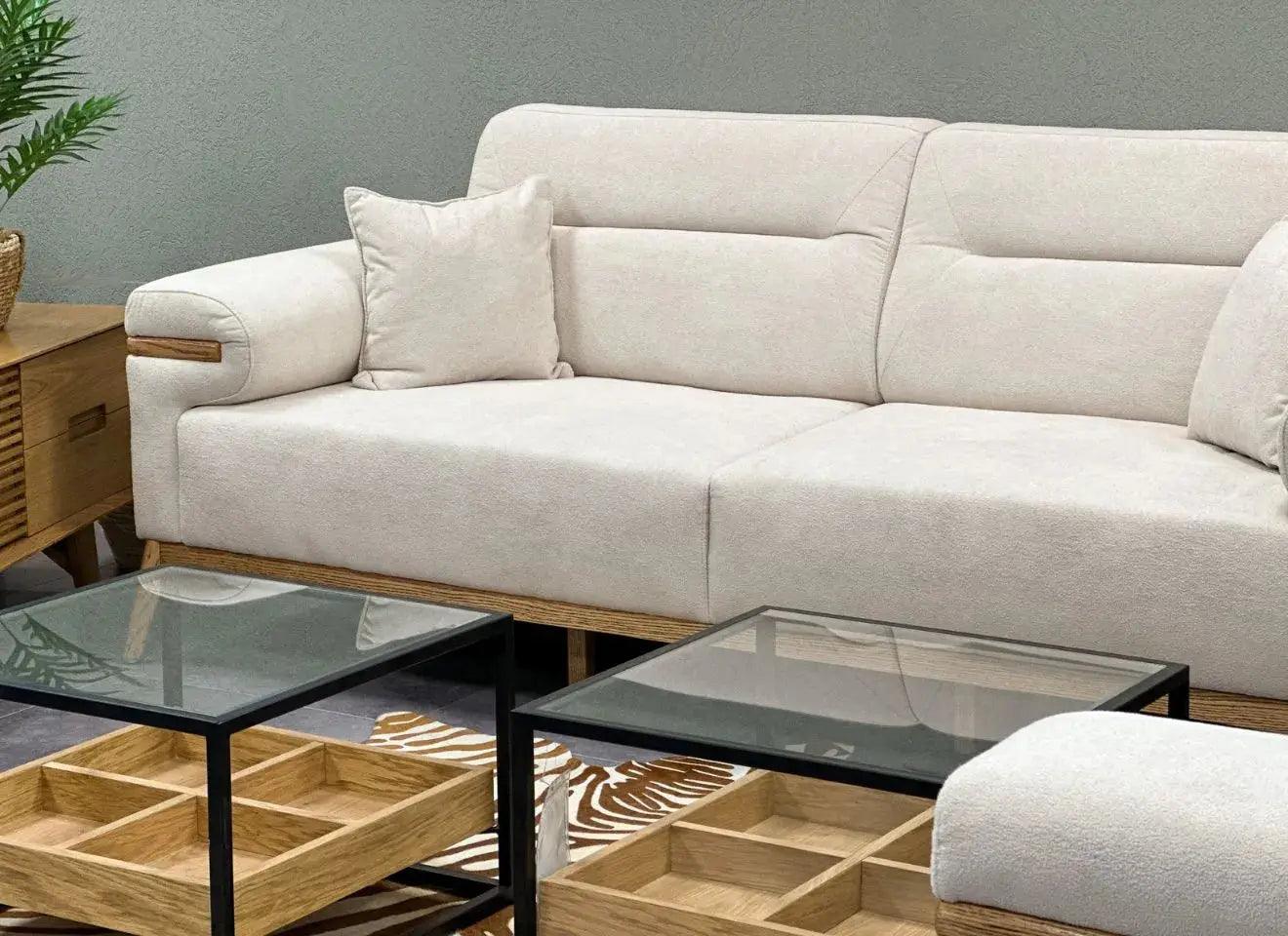 LIMA | ספה מפנקת לסלון עם הטבעת עץ ייחודית - - אשריאן | ASHERIAN