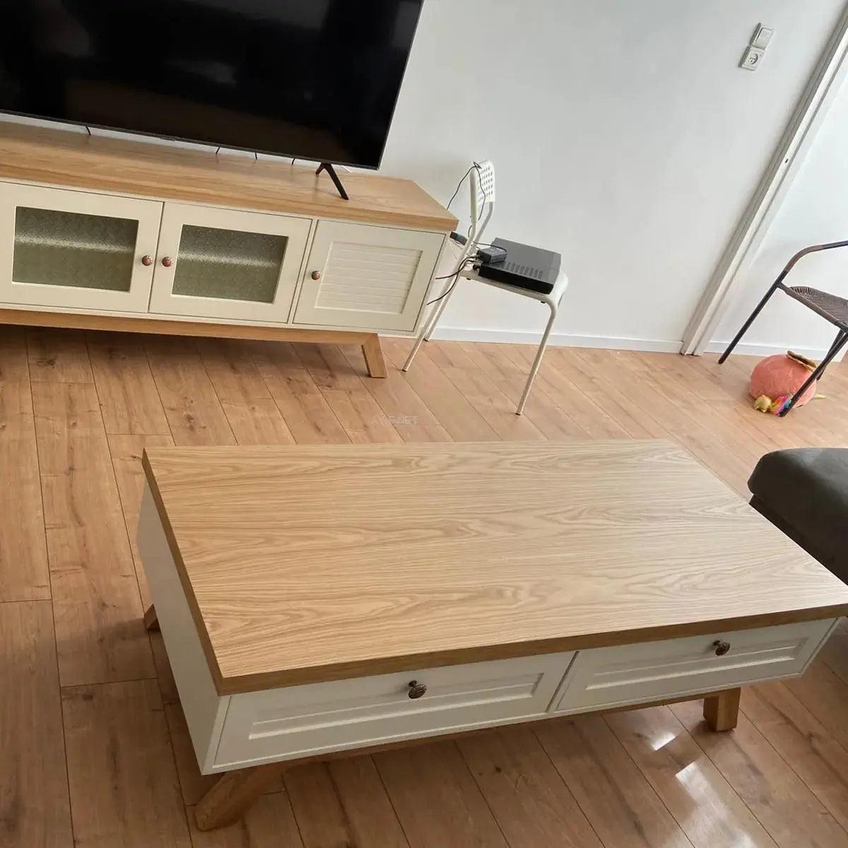 SKY | שולחן וינטאג׳ לסלון במראה כפרי עם מגירות - - אשריאן | ASHERIAN