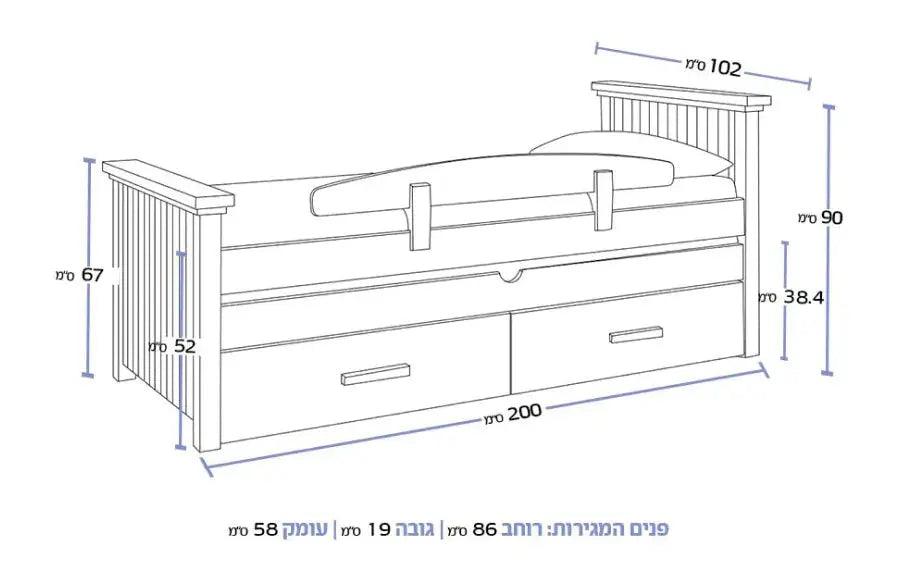 LAGUNA | מיטת ילדים איכותית עם מיטת חבר, מעקה ומזרנים במתנה! תוצרת רהיטי עין חרוד - - אשריאן | ASHERIAN