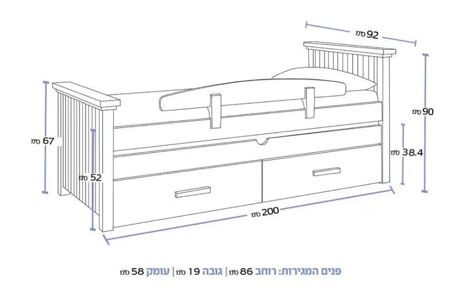 LAGUNA | מיטת ילדים איכותית עם מיטת חבר, מעקה ומזרנים במתנה! תוצרת רהיטי עין חרוד - - אשריאן | ASHERIAN