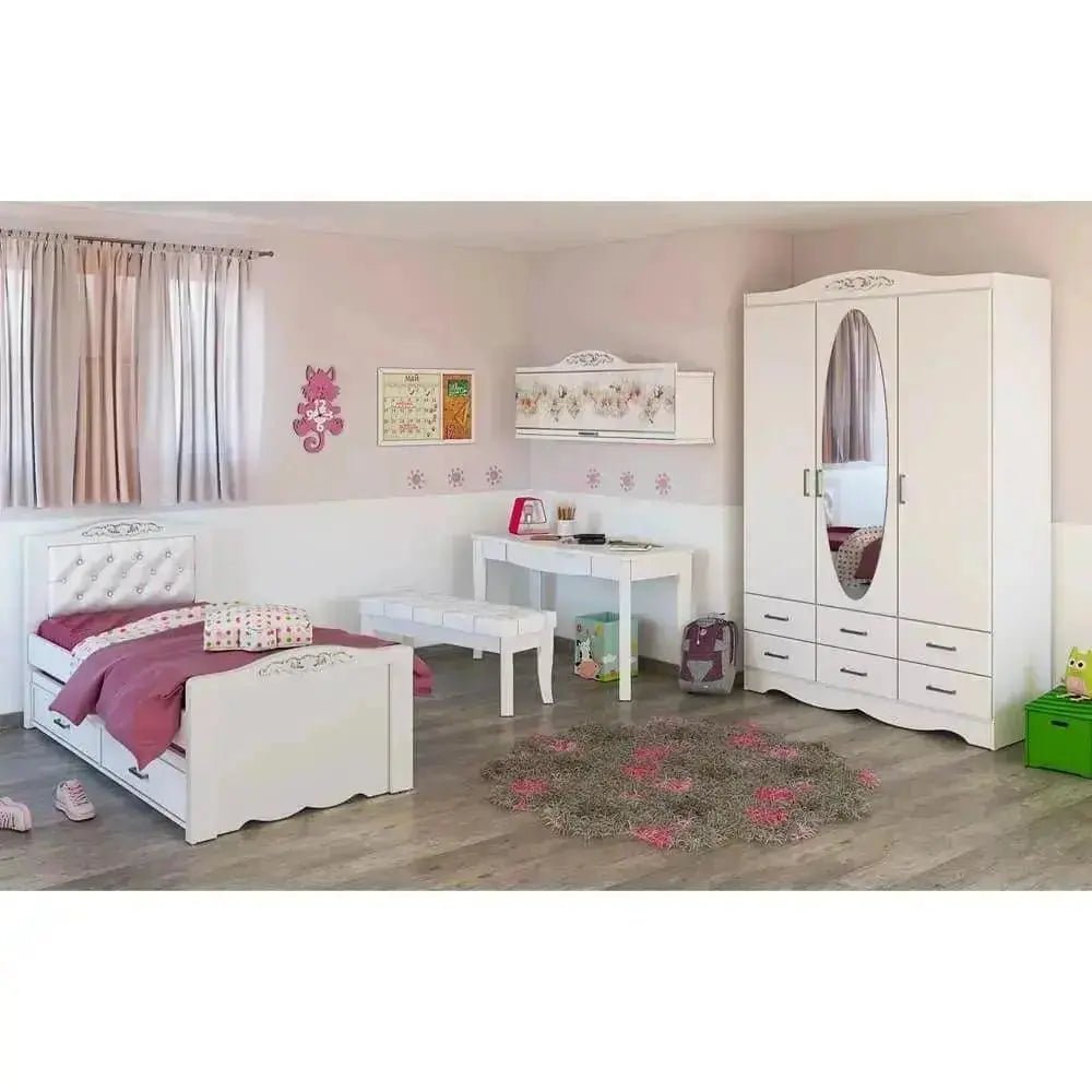 TAMAR | מיטת נסיכות מעוצבת עם מיטת חבר ומגירות לאחסון - - אשריאן | ASHERIAN