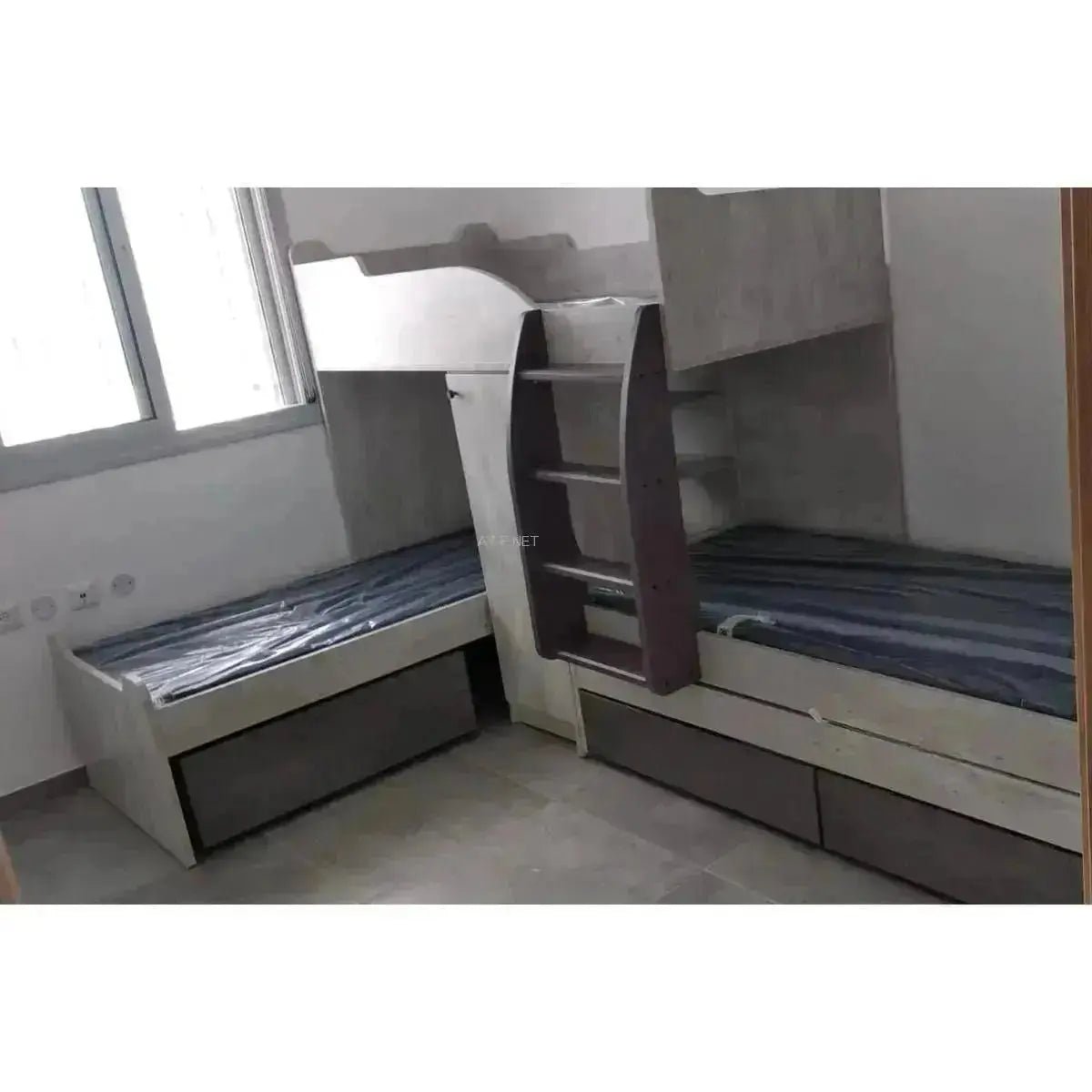 חלומית 5 | מיטת קומותיים בצורת ר' עם מיטת חבר ומזרנים במתנה! - - אשריאן | ASHERIAN