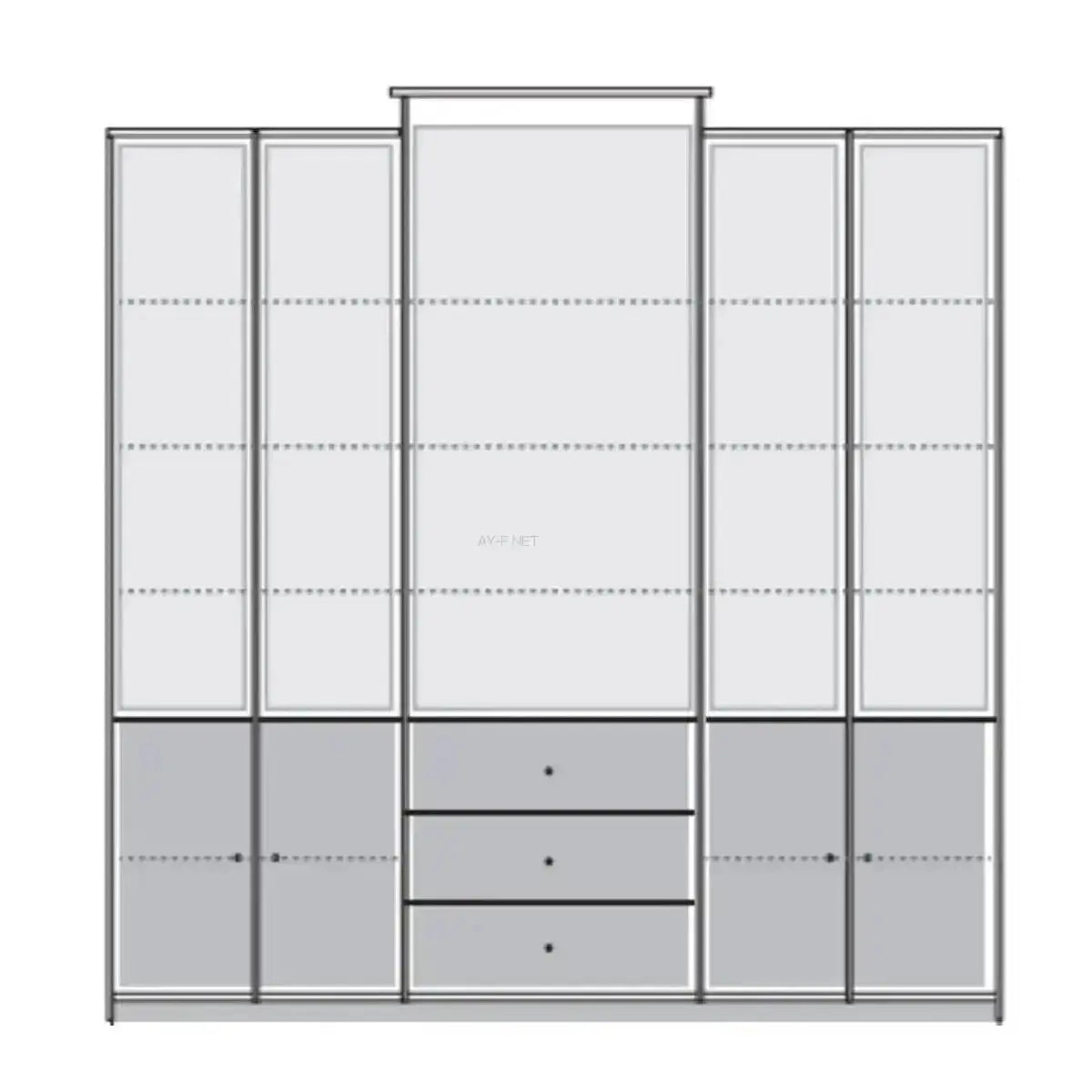 נאור | ארון ספרים יוקרתי מעץ סנדוויץ' ברוחב 2.20 מ' - - אשריאן | ASHERIAN