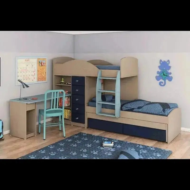 נועם | מיטת קומותיים רכבת עם ספריה ואחסון רב - - אשריאן | ASHERIAN