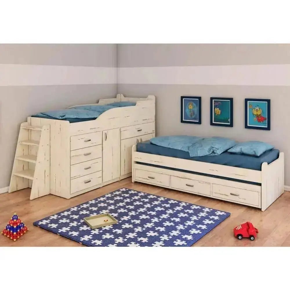 RON | מיטת במה כפולה עם מיטת חבר ומלא אחסון - - אשריאן | ASHERIAN