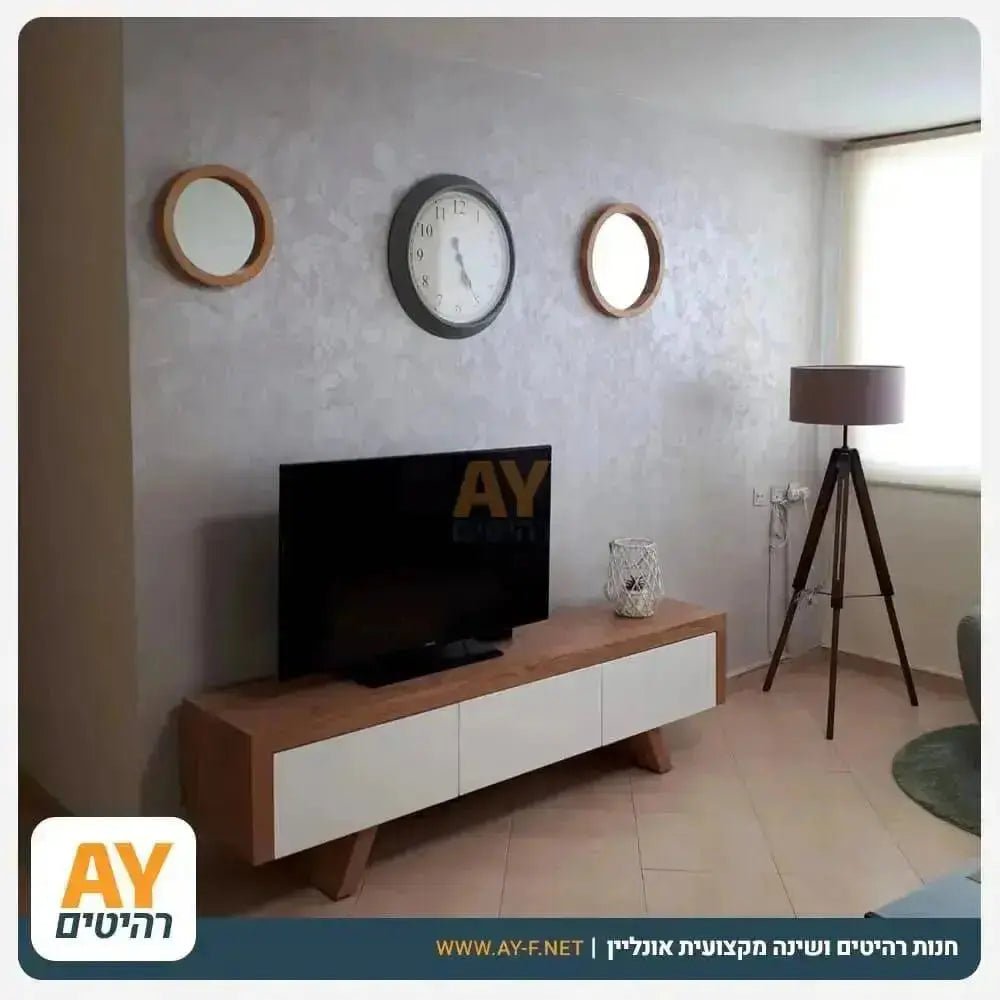 REGEV | סט מזנון ושולחן לסלון בעיצוב נקי עם רגלי עץ - - אשריאן | ASHERIAN