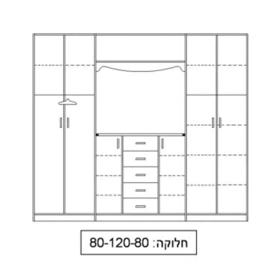Oren | ארון בגדים איכותי בשילוב פתח טלוויזיה ומגירות -    - אשריאן | ASHERIAN