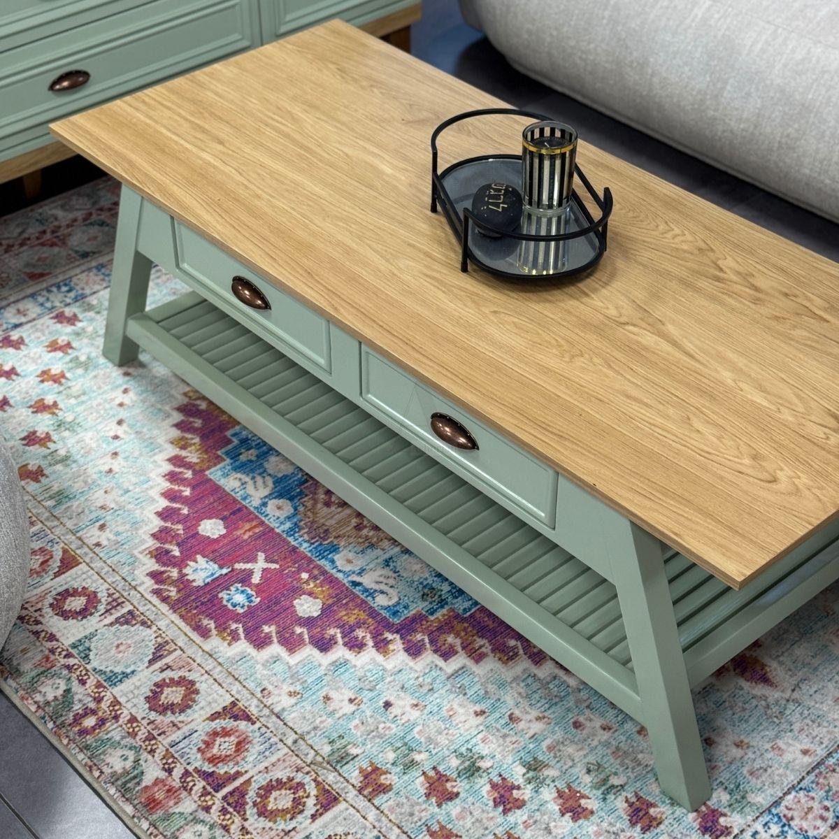 ANNE | שולחן סלון מלבני עם מגירות בעיצוב כפרי אלגנטי