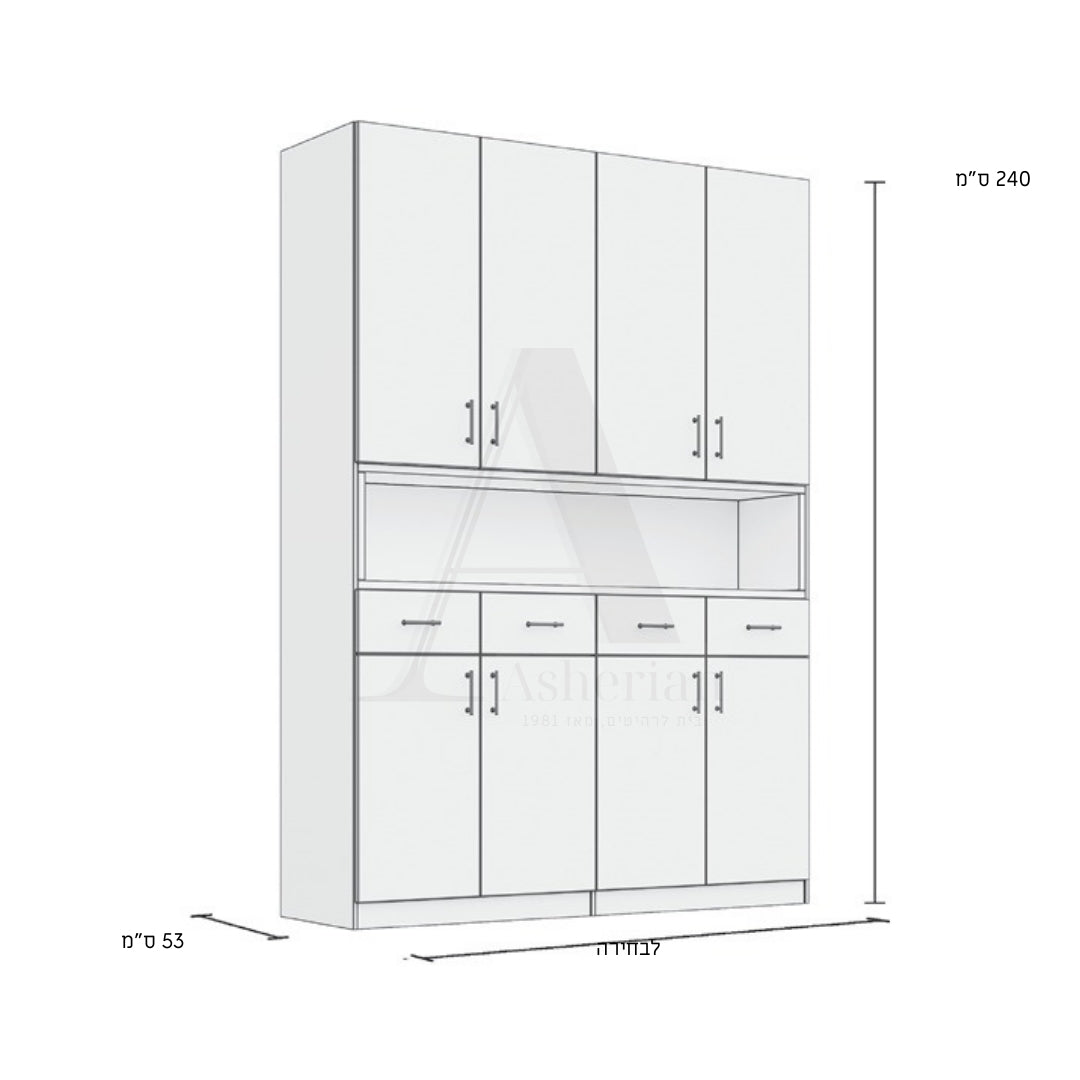 JERY | ארון פתיחה פונקציונאלי עם נישה פתוחה ומגירות -    - אשריאן | ASHERIAN