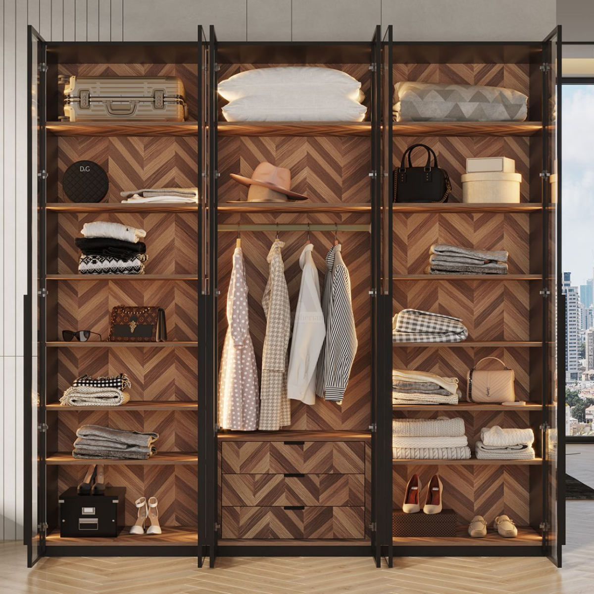 GLOW | ארון פתיחה מודרני עם תאורה פנימית בעיצוב יוקרתי