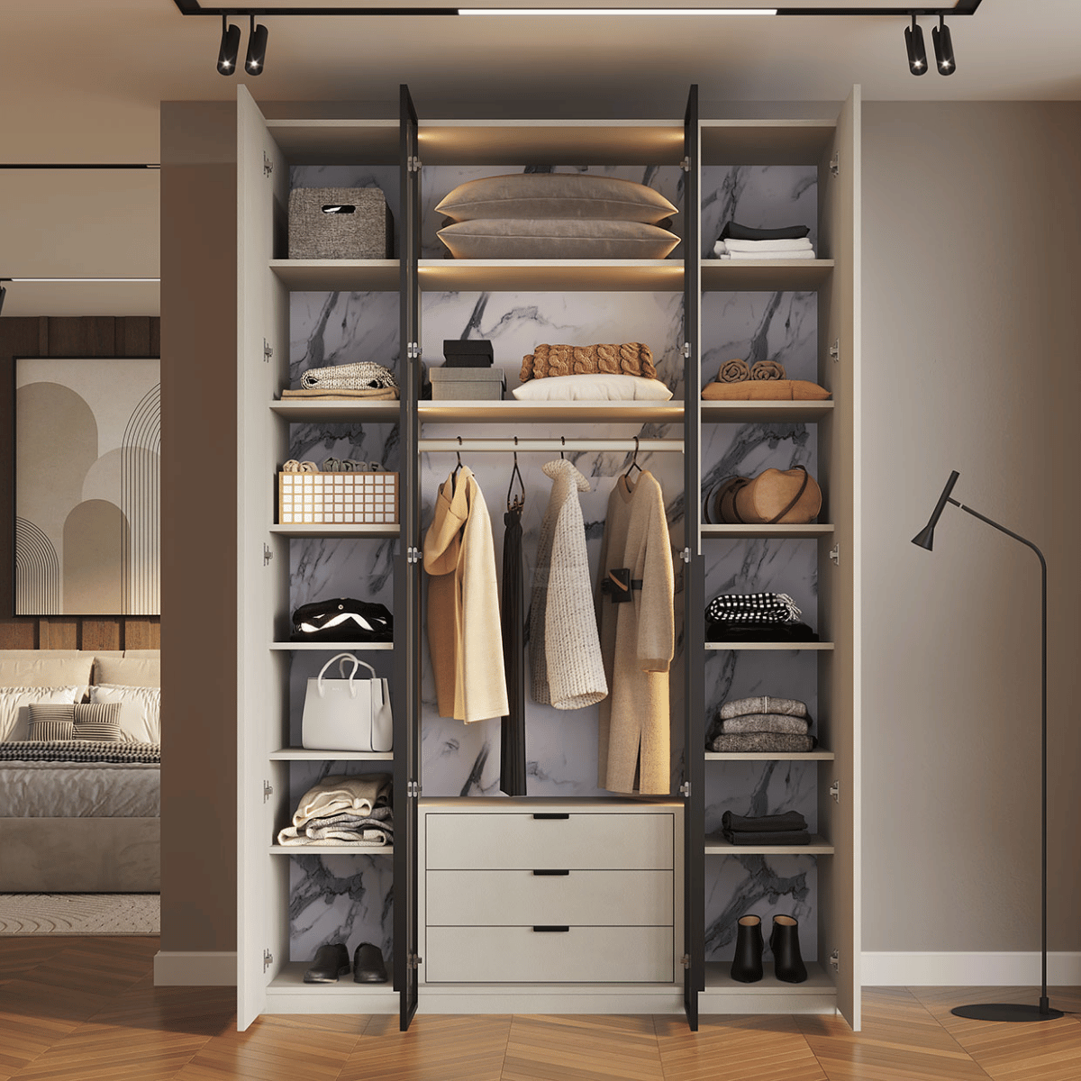 NOVA | ארון פתיחה מודרני עם תאורה פנימית בעיצוב נקי