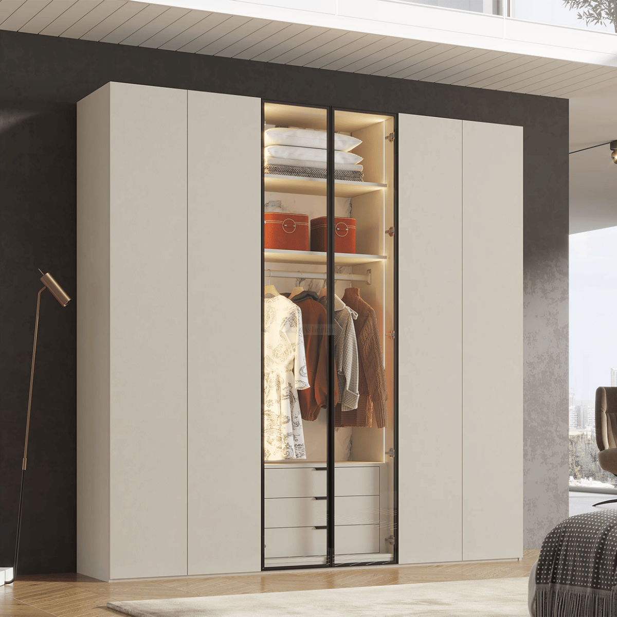 NOVA | ארון פתיחה מודרני עם תאורה פנימית בעיצוב נקי