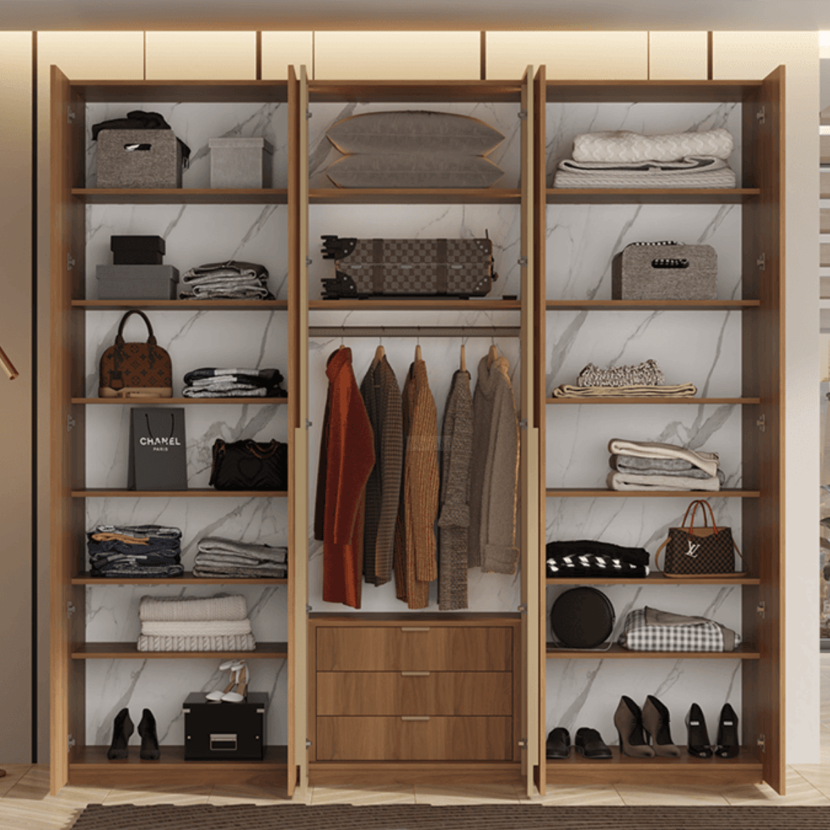 VERG | ארון פתיחה מודרני עם תאורה מובנית ודלתות אלגנטיות