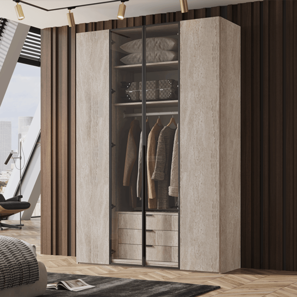 LINEA | ארון פתיחה עם תאורה ועיצוב מודרני נקי